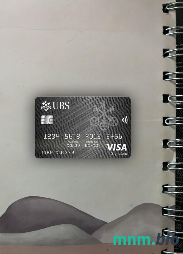 Monaco UBS bank visa signature card wygląd fotograficzny skan PSD + zdjęcie